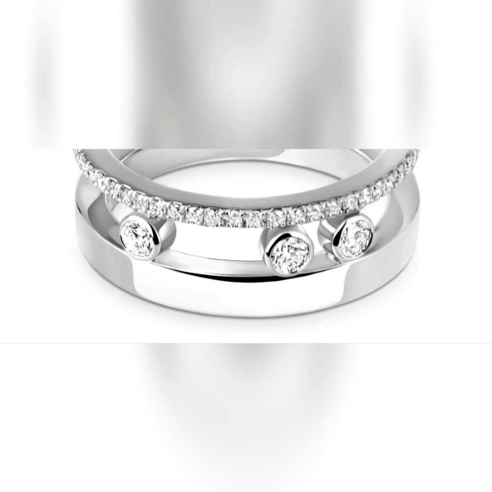 Elegant MOVE ROMANE Silver ADJ Ring